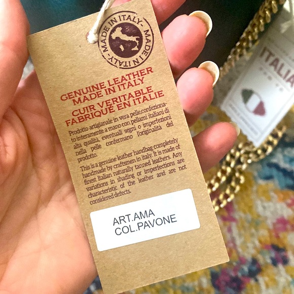 Anna Paola Italian Leather Bucket Bag + Crossbody Bag, Teal - Picture 12 of 16